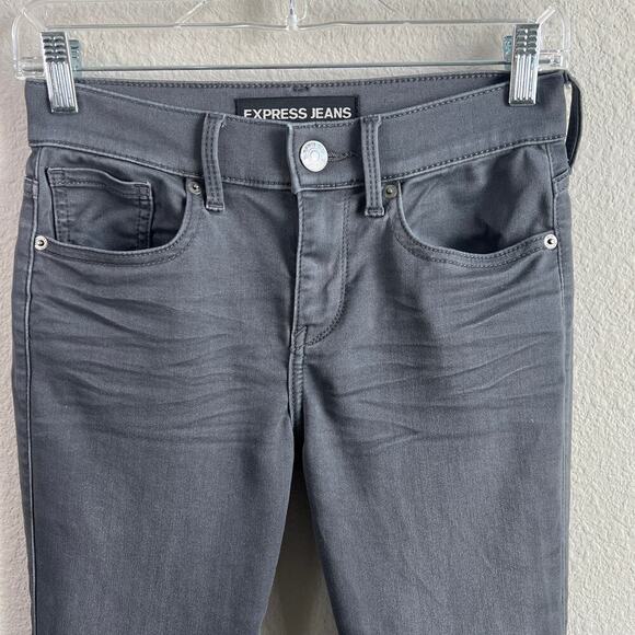 Express Legging Jeans Women's 00S Petite Mid Rise Skinny Leg Gray Stretch Denim - Picture 2 of 6